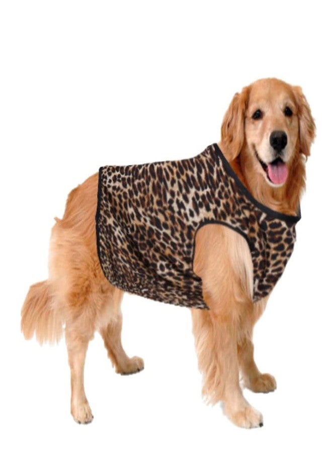 سايج سكوير تيشيرت للكلاب مطبوع عليه رسومات مجنونة من Sage Square، تيشيرت رائج للكلاب، فائق النعومة وخفيف الوزن، ملابس مريحة وجيدة التهوية للكلاب، زي عصري (مقاس كبير - 22 بوصة) (طبعة الفهد) - Image 1